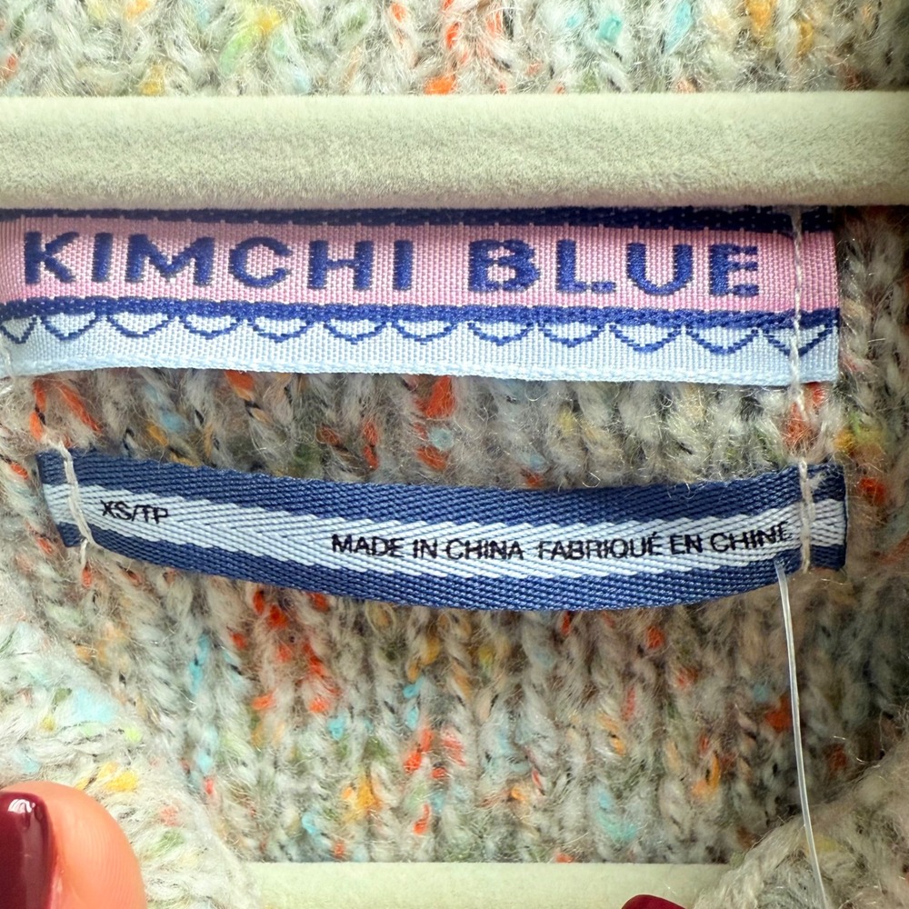 Urban Outfitters Kimchi Blue XS Cropped Knit Button Up Multicolor Boho Sweater - Picture 2 of 10